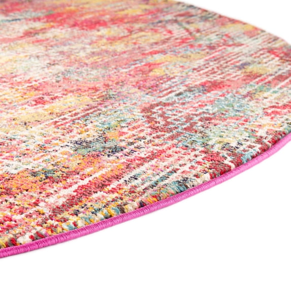 Rugs.com Vivid Collection Rug – 3 Ft Round Multi Medium-Pile Rug Perfect For Kitchens, Dining Rooms