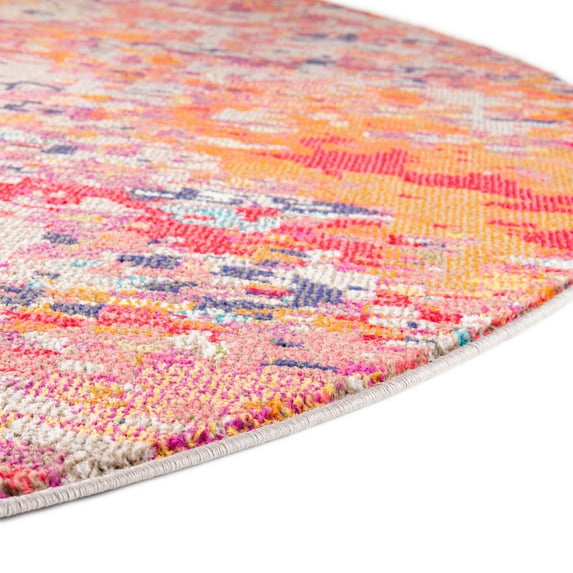 Rugs.com Vivid Collection Rug – 3 Ft Round Multi Medium-Pile Rug Perfect For Kitchens, Dining Rooms