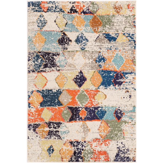 Rugs.com Vivid Collection Rug – 4' x 6' Ivory Medium-Pile Rug Perfect For Living Rooms, Large Dining Rooms, Open Floorplans