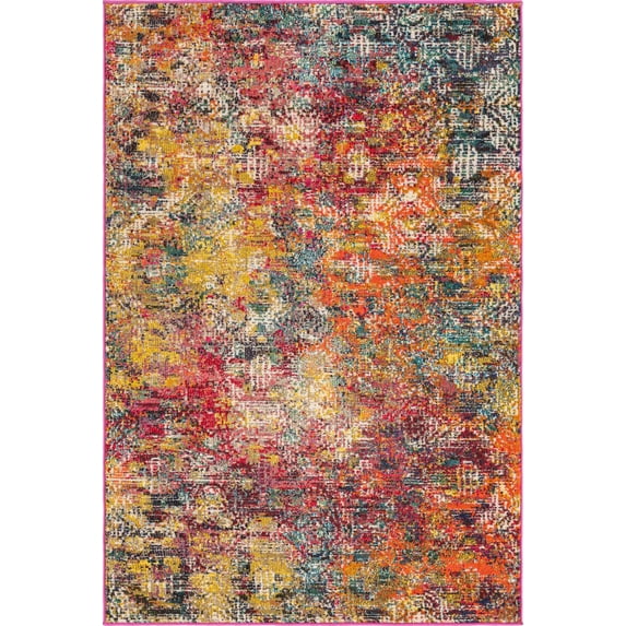 Rugs.com Vivid Collection Rug – 4' x 6' Multi Medium-Pile Rug Perfect For Living Rooms, Large Dining Rooms, Open Floorplans
