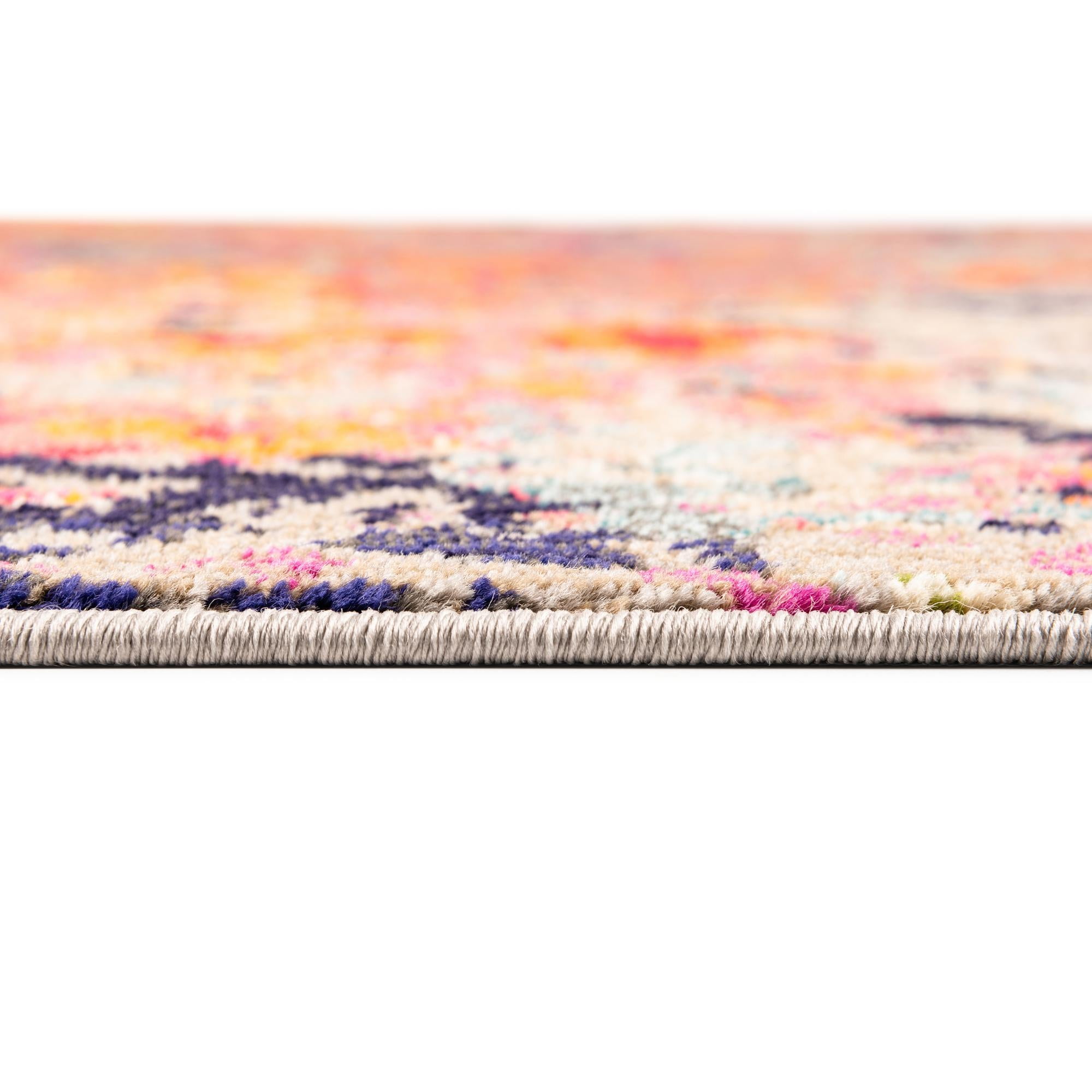 Vivid 4' x 6' Multicolor Abstract Synthetic Area Rug