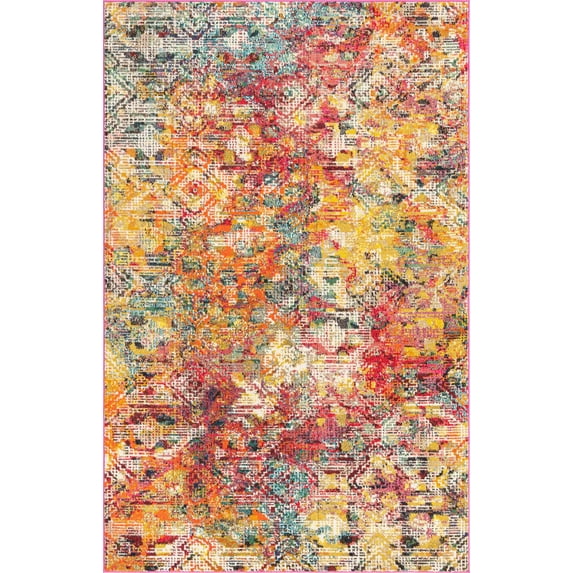 Rugs.com Vivid Collection Rug – 5' x 8' Multi Medium-Pile Rug Perfect For Living Rooms, Large Dining Rooms, Open Floorplans