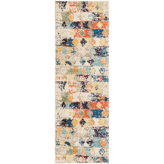 Rugs.com Vivid Collection Rug – 6 Ft Runner Ivory Medium-Pile Rug Perfect For Hallways, Entryways