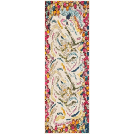Rugs.com Vivid Collection Rug – 6 Ft Runner Multi Medium-Pile Rug Perfect For Hallways, Entryways