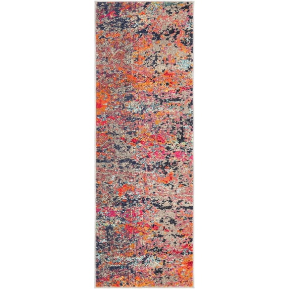Rugs.com Vivid Collection Rug – 6 Ft Runner Multi Medium-Pile Rug Perfect For Hallways, Entryways