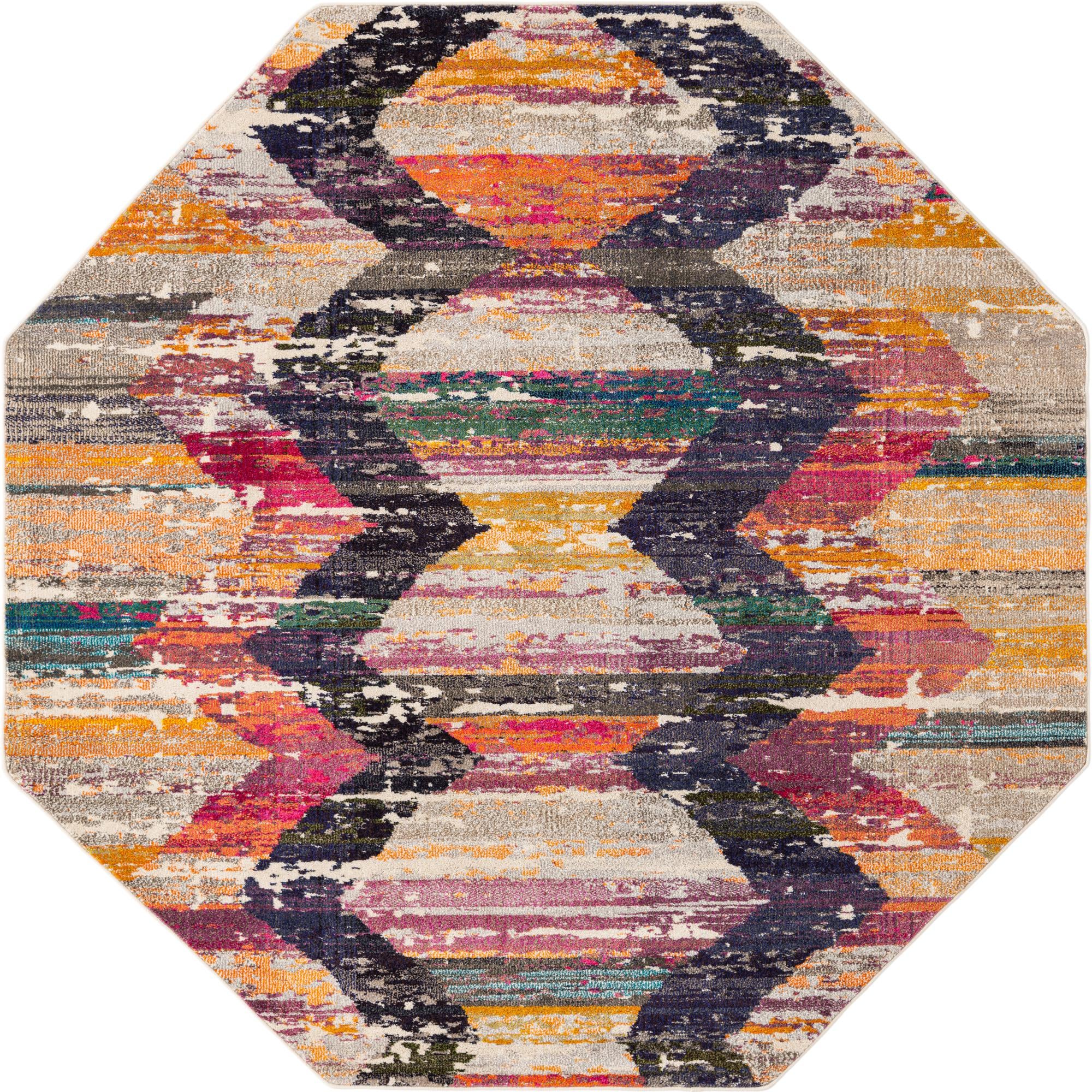 Rugs.com Vivid Collection Rug – 8 Ft Octagon Multi Medium-Pile Rug ...