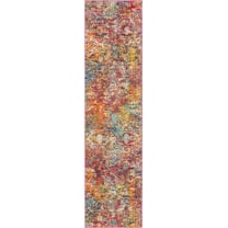 Rugs.com Vivid Collection Rug – 8 Ft Runner Multi Medium-Pile Rug Perfect For Hallways, Entryways