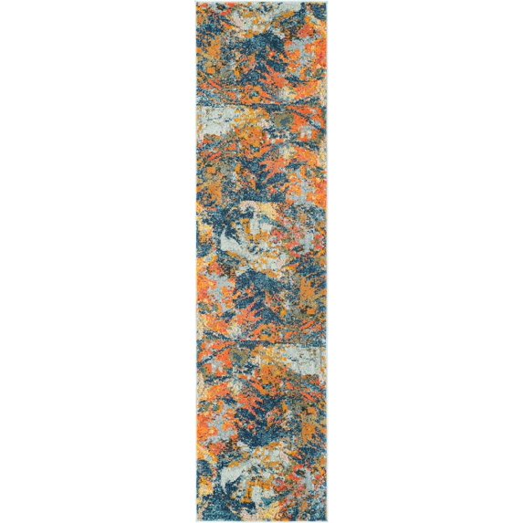 Rugs.com Vivid Collection Rug – 8 Ft Runner Multi Medium-Pile Rug Perfect For Hallways, Entryways