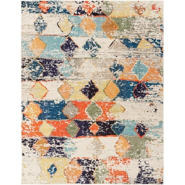 Rugs.com Vivid Collection Rug – 8' x 10' Ivory Medium-Pile Rug Perfect For Living Rooms, Large Dining Rooms, Open Floorplans