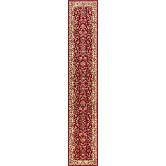 Rugs.com Yasmin Collection Rug – 16 Ft Runner Burgundy Medium Rug Perfect For Hallways, Entryways