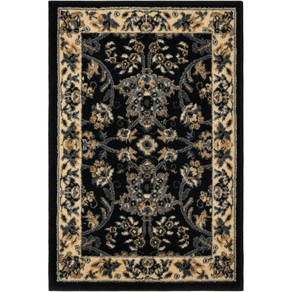 Rugs.com Yasmin Collection Rug – 2' x 3' Black Medium Rug Perfect For Entryways, Kitchens, Breakfast Nooks, Accent Pieces