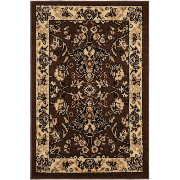 Rugs.com Yasmin Collection Rug – 2' x 3' Brown Medium Rug Perfect For Entryways, Kitchens, Breakfast Nooks, Accent Pieces