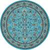 Rugs.com Yasmin Collection Rug – 8 Ft Round Turquoise Medium Rug Perfect For Kitchens, Dining Rooms
