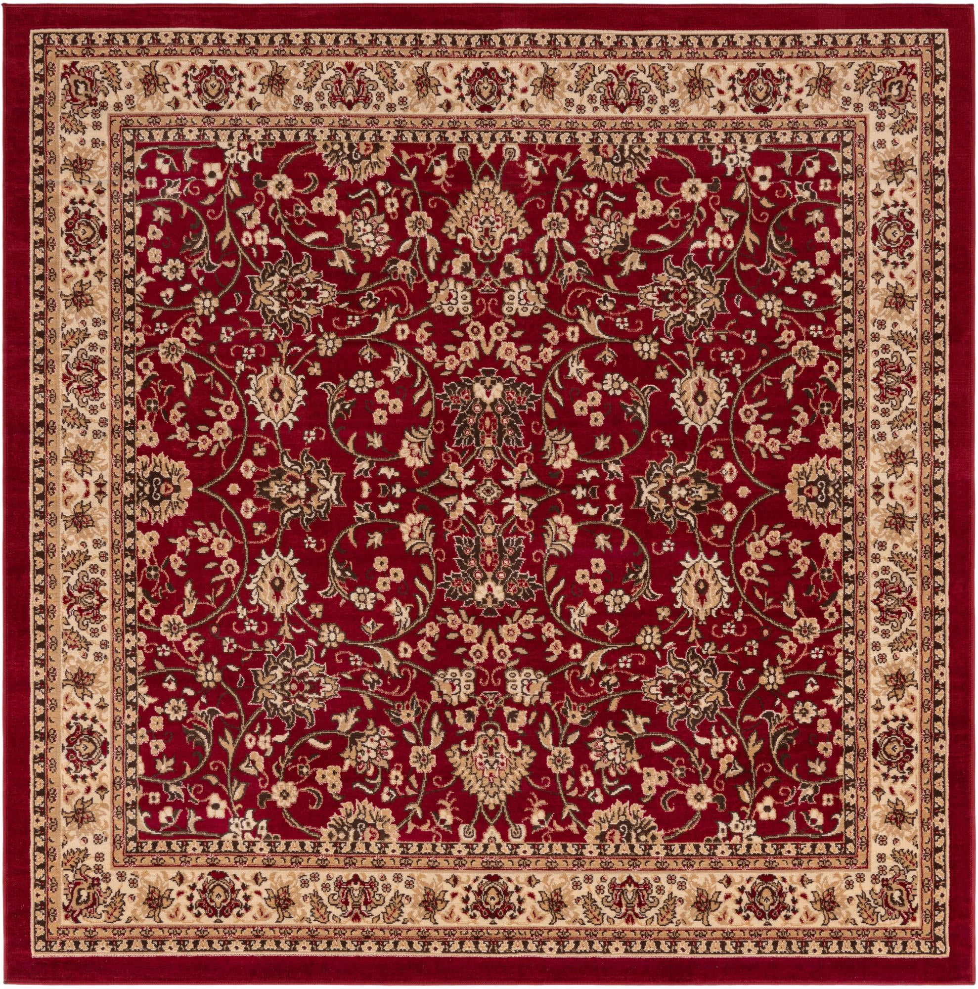 Rugs.com Yasmin Collection Rug – 8 Ft Square Burgundy Medium Rug Perfect For Living Rooms, Kitchens, Entryways