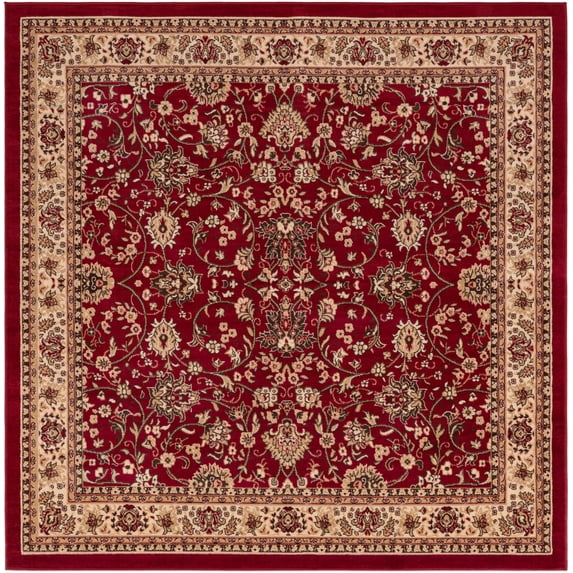 Rugs.com Yasmin Collection Rug – 8 Ft Square Burgundy Medium Rug Perfect For Living Rooms, Kitchens, Entryways