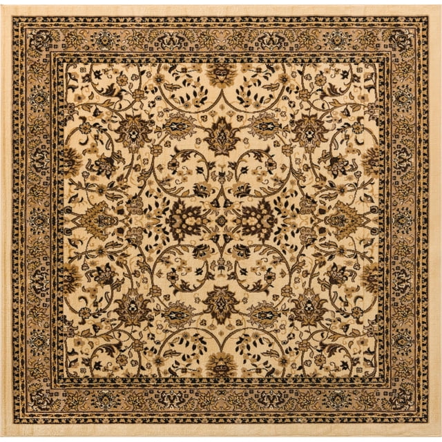Rugs.com Yasmin Collection Rug – 8 Ft Square Ivory Medium Rug Perfect ...