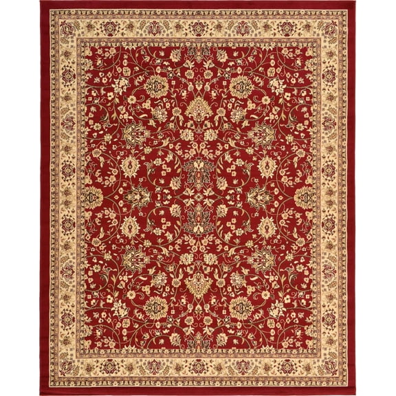 Rugs.com Yasmin Collection Rug – 8' x 10' Burgundy Medium Rug Perfect For Living Rooms, Large Dining Rooms, Open Floorplans