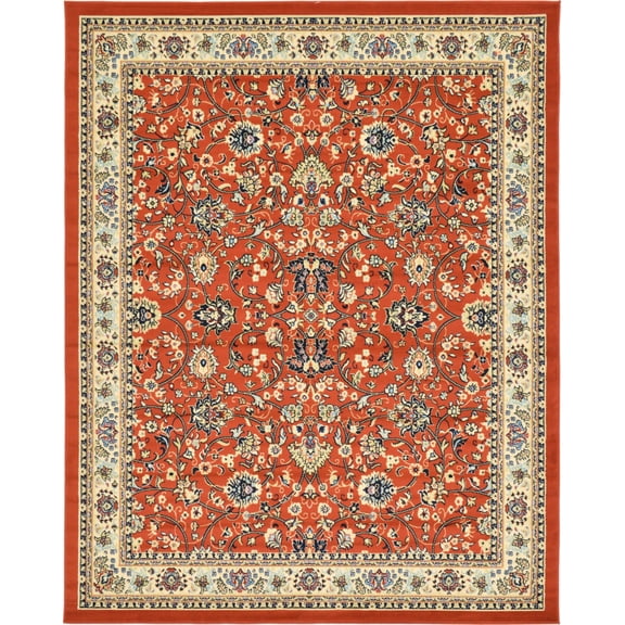 Rugs.com Yasmin Collection Rug – 8' x 10' Terracotta Medium Rug Perfect For Living Rooms, Large Dining Rooms, Open Floorplans