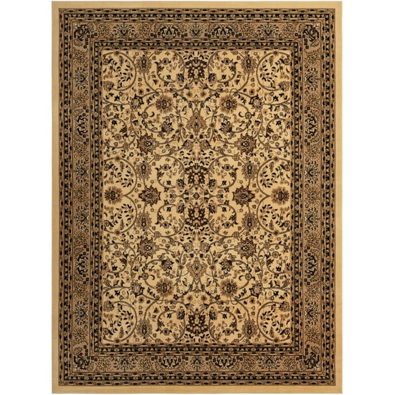 Rugs.com Yasmin Collection Rug – 9' x 12' Ivory Medium Rug Perfect For Living Rooms, Large Dining Rooms, Open Floorplans