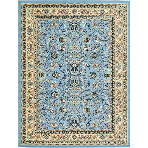 Rugs.com Yasmin Collection Rug – 9' x 12' Light Blue Medium Rug Perfect For Living Rooms, Large Dining Rooms, Open Floorplans