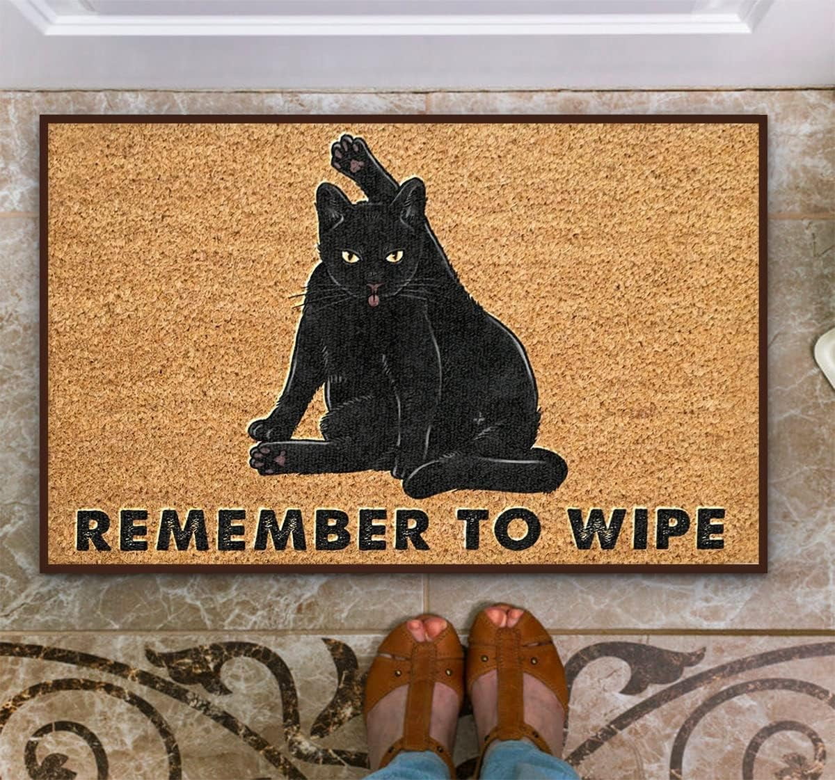 Rugs for Bedroom Aesthetic Remember to Wipe Black Cat Doormat Black Cat ...