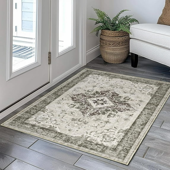 Rugs for Entryway - 2x3 Entry Rug Non Slip Front Door Mat Indoor Entrance Washable Indoor Door Mat Throw Rugs Bedroom Kitchen Rugs, Green