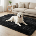thumbnail image 1 of Rugs for Living Room, 3'x5' Soft Fluffy Area Rug for Bedroom, Plush Decorative Rug with Anti-Skid Backing, Indoor Home Carpet for Living Room, Black, 1 of 7