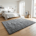 thumbnail image 1 of Rugs for Living Room, 4'x6' Soft Fluffy Area Rug for Bedroom, Plush Decorative Rug with Anti-Skid Backing, Indoor Home Carpet for Living Room, Grey, 1 of 5
