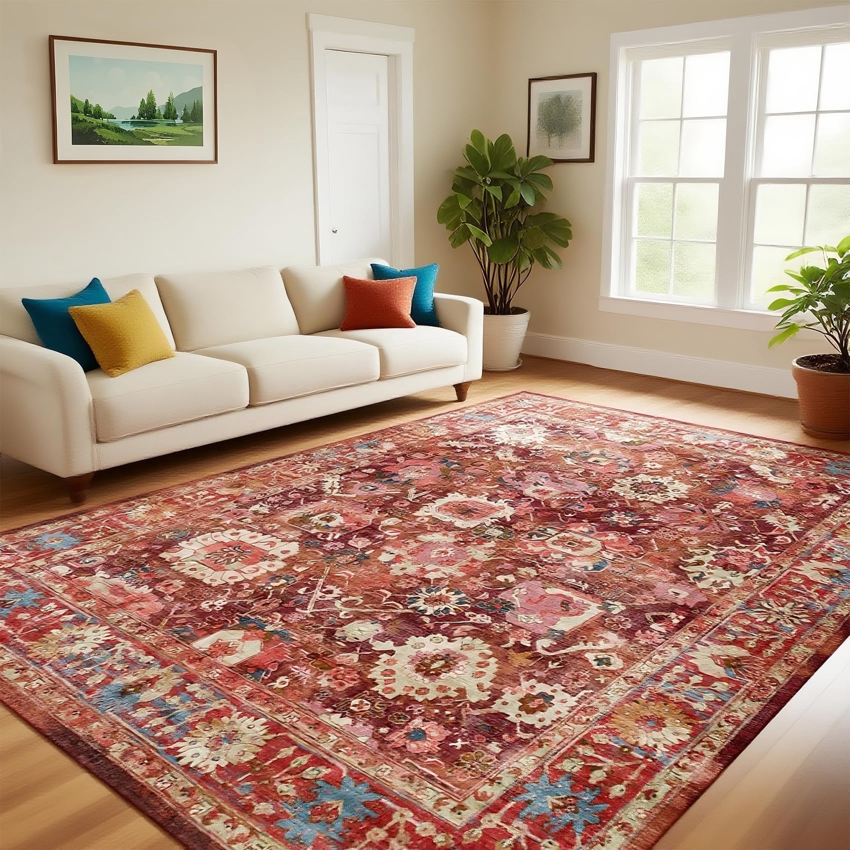 Vikua 5x7 Living Room Area Rug, Non-Slip Machine Washable Indoor Large ...