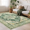 thumbnail image 1 of Rugs for Living Room 5x7, Non Slip Machine Washable Indoor Large Rug, Low Pile Chenille Print Mat for Bedroom Dining Room Home Office Kitchen, green, 1 of 9