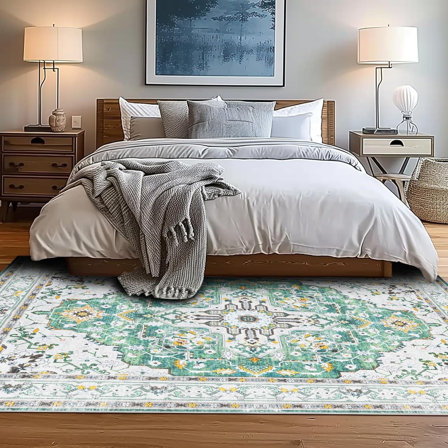 Rugs for Living Room Machine Washable Ruggable 5x7 Green Area Rug for