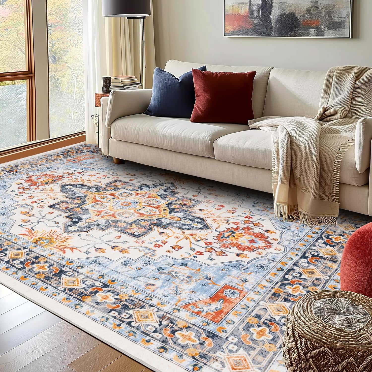 Rugs for Living Room Machine Washable Ruggable 5x7 Orange Area Rug for