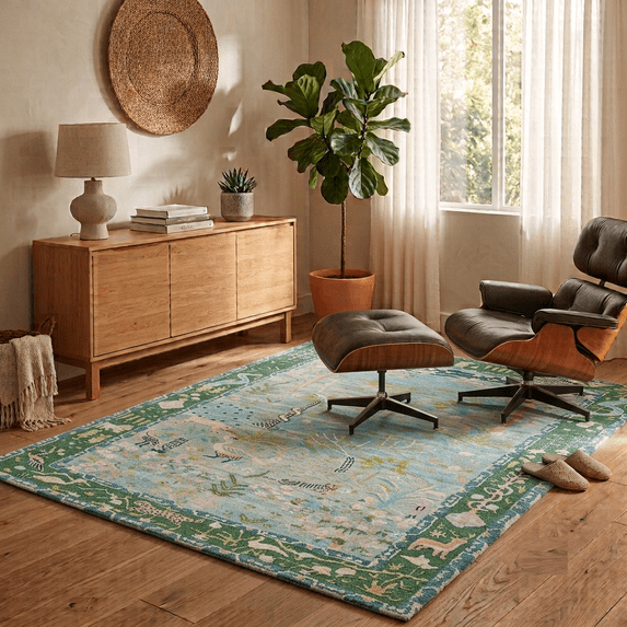 RugsDecor Wool Hand-Tufted Area Rug, Modern Botanical Landscape ...