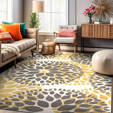 World Rug Gallery Modern Floral Circles Yellow 3'1" x 5' Area Rug