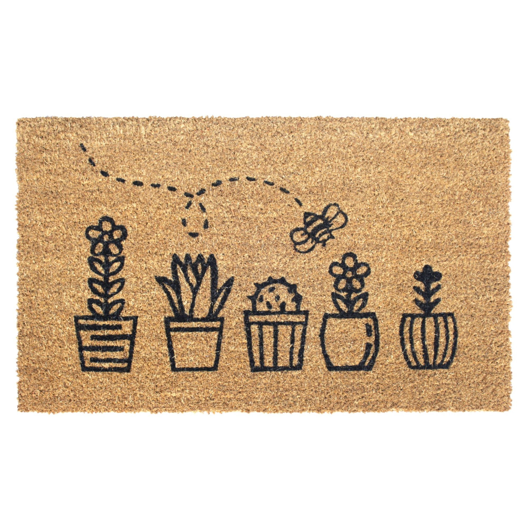 Rugsmith Black Machine Tufted Topiary Doormat, 18" x 30"
