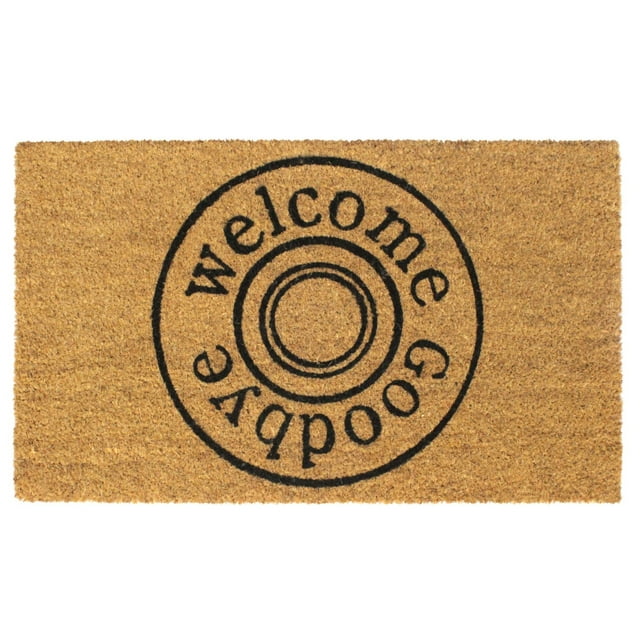 Rugsmith Black Machine Tufted Welcome, Good bye Round Doormat, 18" x 30"