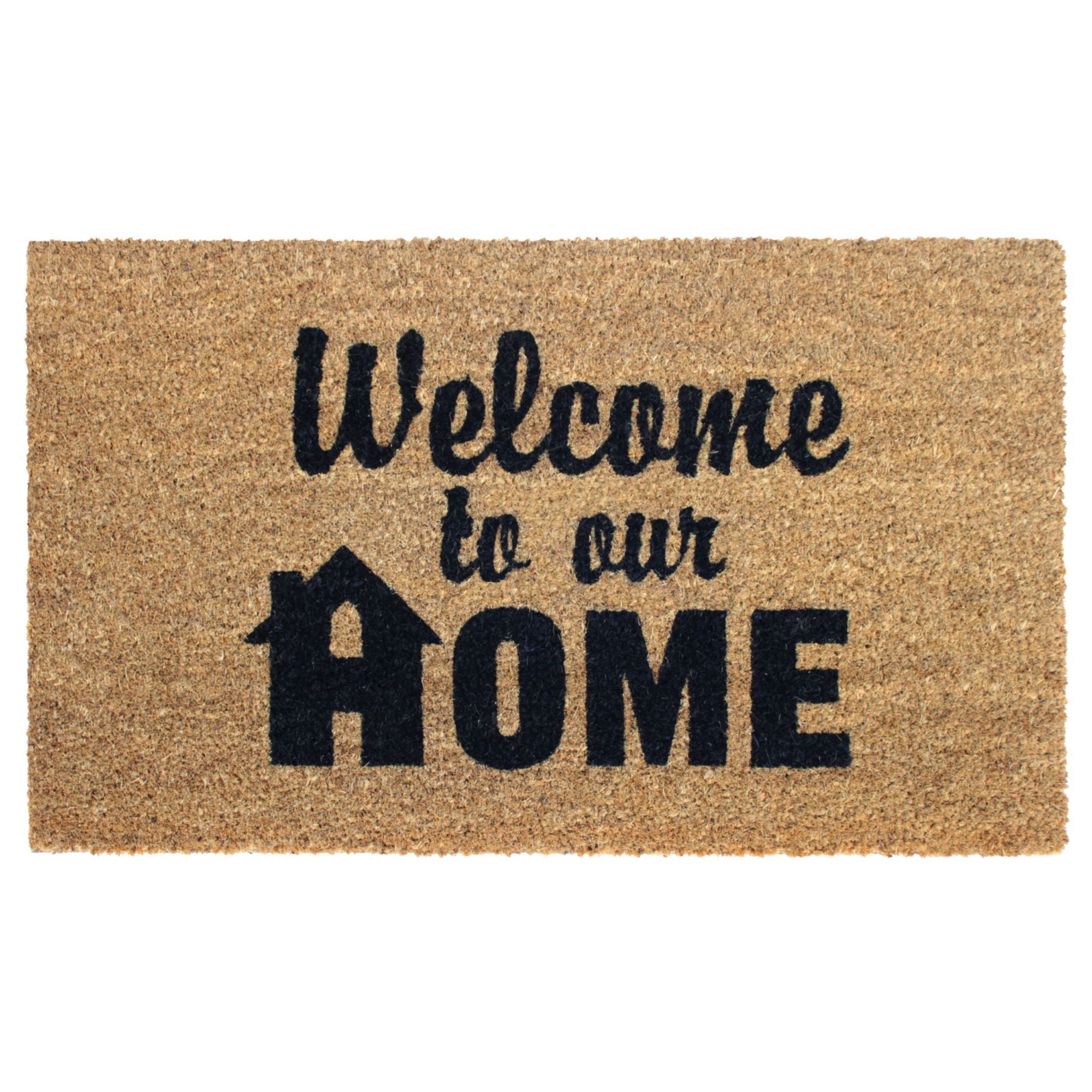 Rugsmith Black Machine Tufted Welcome To Our Home Doormat, 18" x 30"