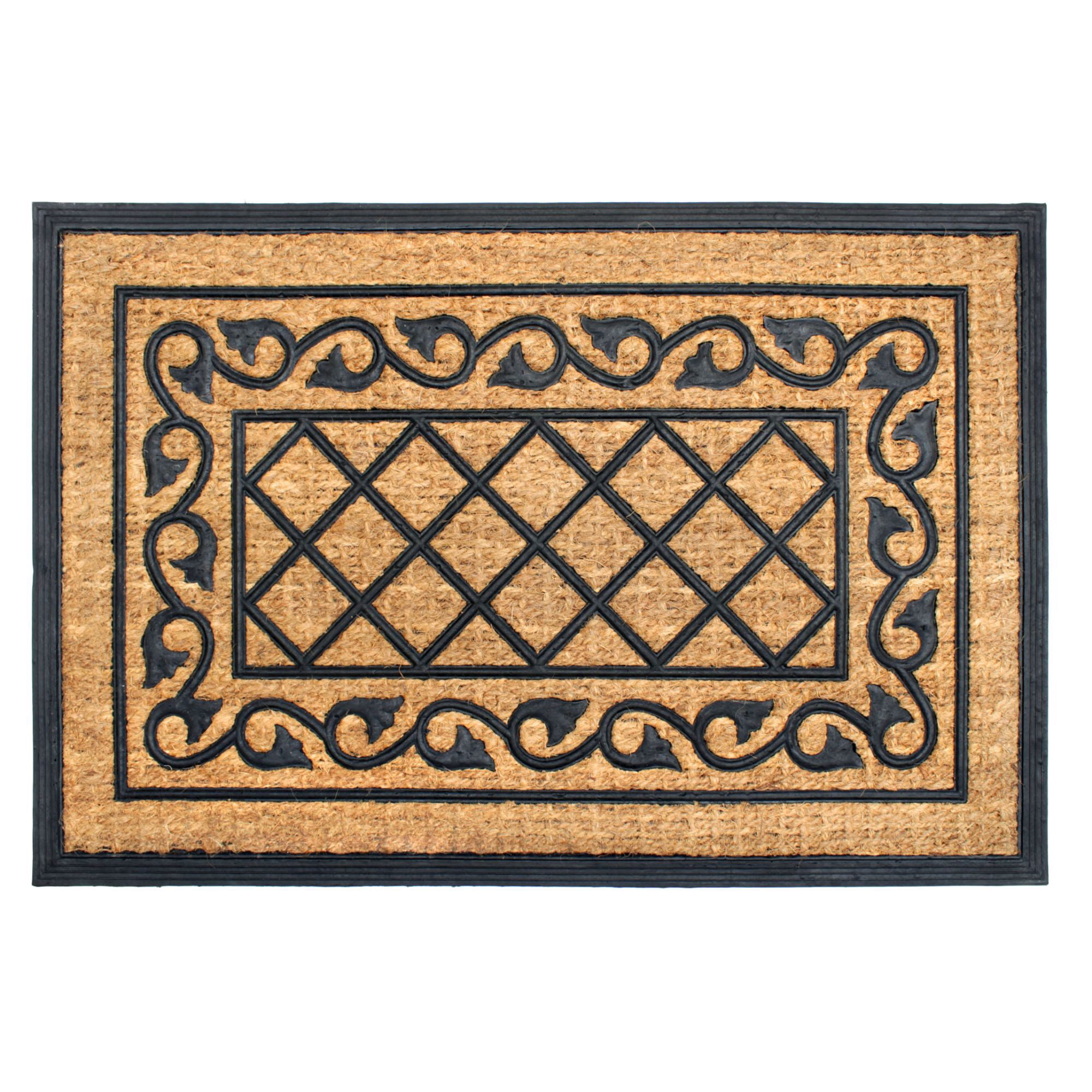 Natural Black Rubber and Coir Outdoor Doormat, 24" x 36"