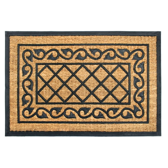 Rugsmith Moulded Rubber Coir Honeysuckle Indoor and Outdoor Doormat, 24" x 36"