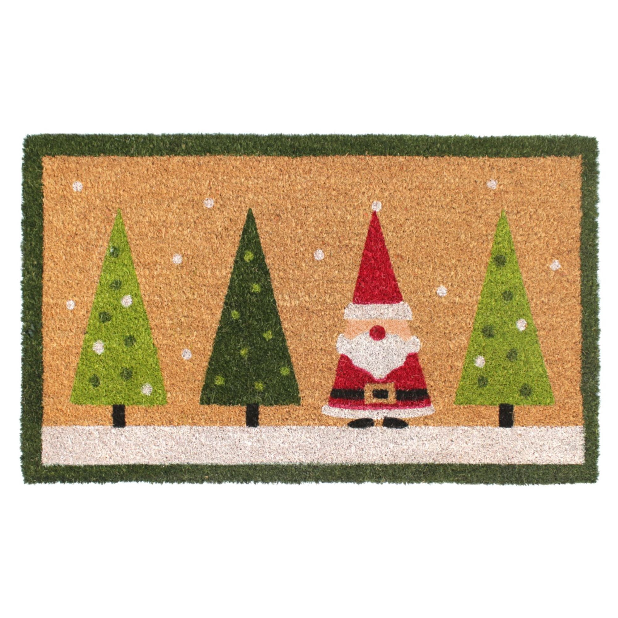 Rugsmith Red Machine Tufted Holiday Santa & Christmas Trees Doormat, 18" x 30"