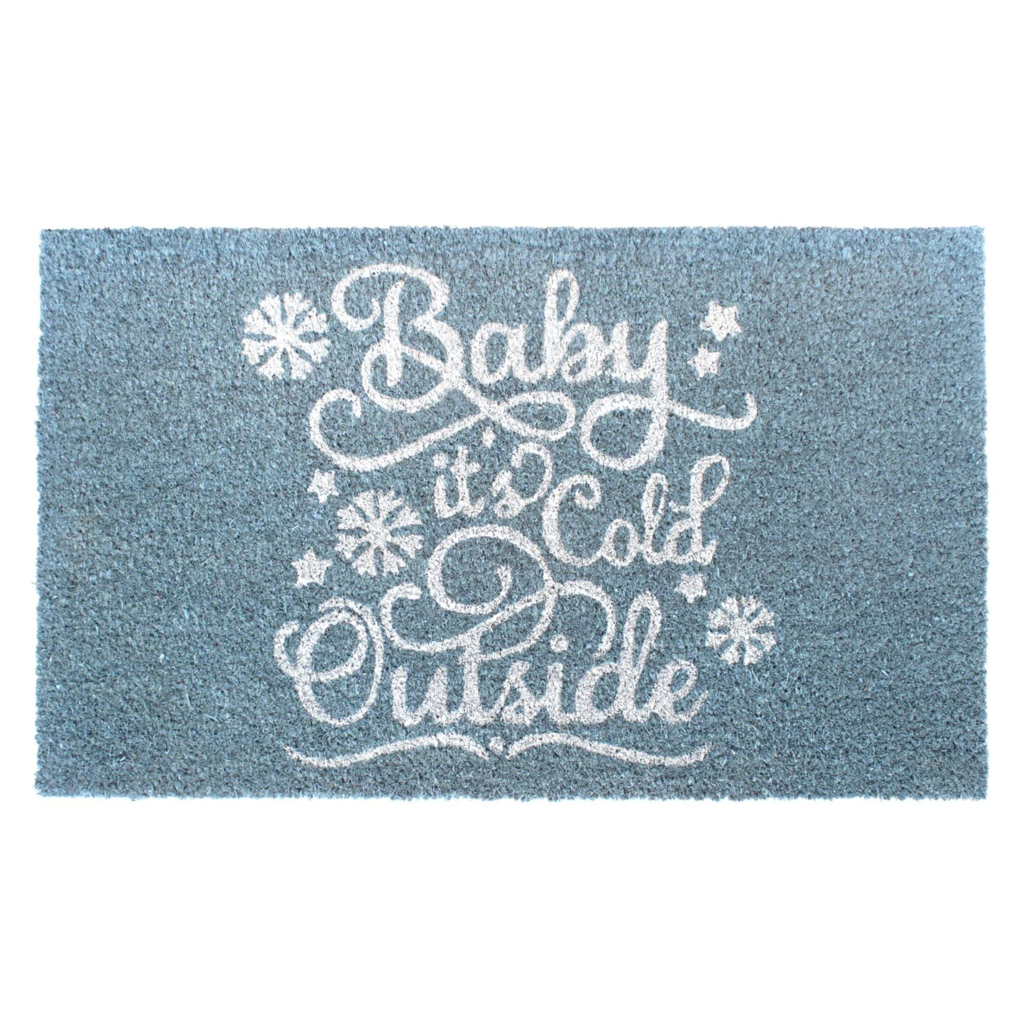Rugsmith Sky Blue Machine Tufted Holiday Baby Its Cold Outside Doormat, 18" x 30"