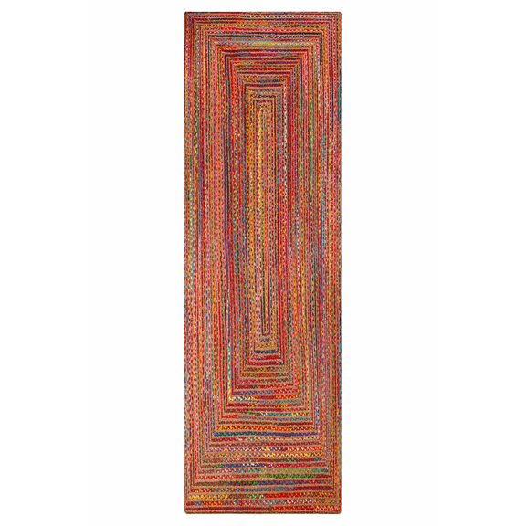 Rugsotic Carpets Hand Braided Cotton & Jute 2'6''x6' Runner Area Rug Contemporary Dark Multicolor DCJ111