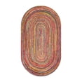 thumbnail image 1 of Rugsotic Carpets Hand Braided Cotton & Jute 3'x5' Oval Area Rug Contemporary Dark Multicolor DCJ111, 1 of 8