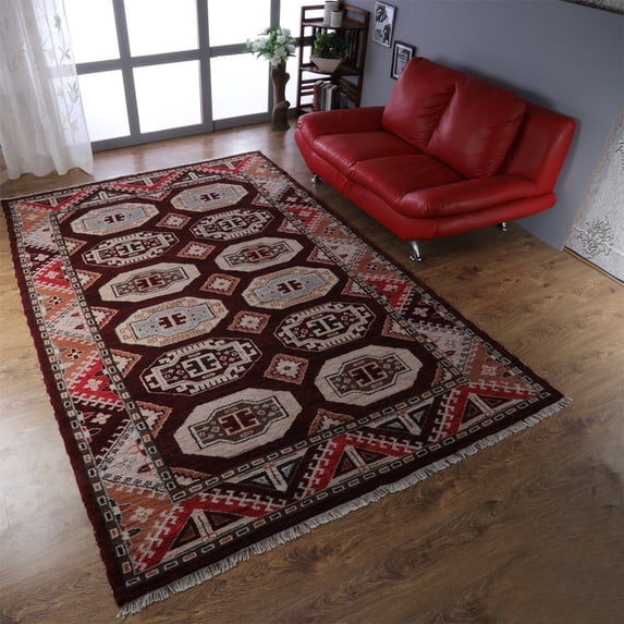Rugsotic Carpets Hand Knotted Afghan Silk And Wool 10'x13' Oriental Area Rug Multicolor AF0106