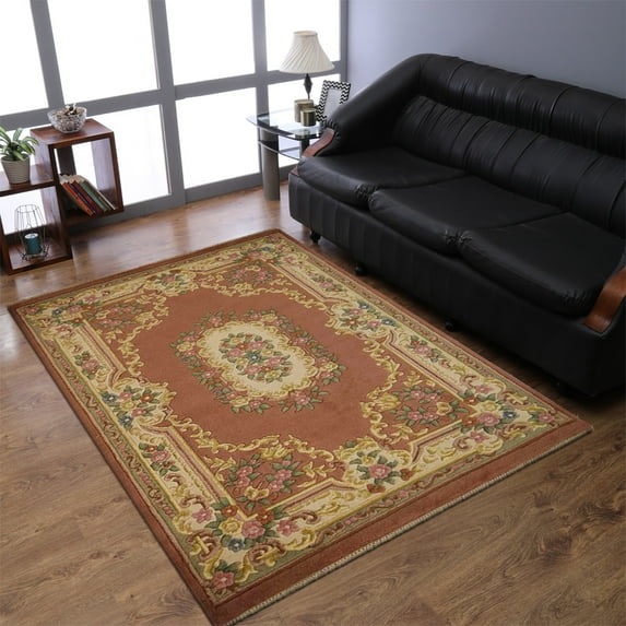 Rugsotic Carpets Hand Knotted Aras, Oriental Wool Area Rug, Rose, 8'x11'