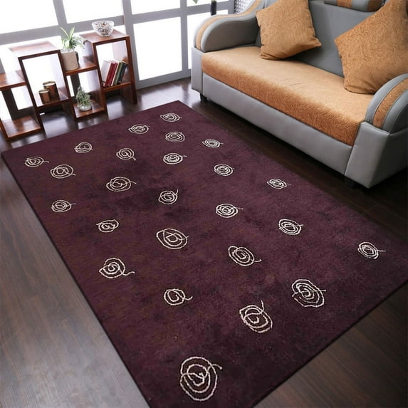 Rugsotic Carpets Handmade Rugs Hand Knotted Loom Rectangle 6'x9' Brown Beige Silk for Indoor Use