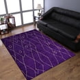 thumbnail image 1 of Rugsotic Carpets Hand Knotted Loom Silk 6'x9' Area Rug Geometric Purple LS0606, 1 of 5
