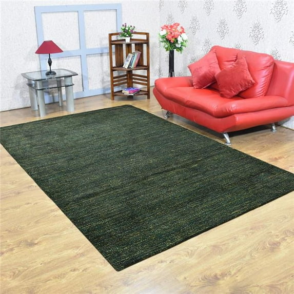Get My Rugs UBSLSM111L1312A9 5 x 8 ft. Hand Knotted Loom Silk Mix Solid Rectangle Area Rug, Green & Gold
