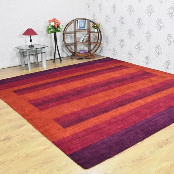 Rugsotic Carpets Handmade Rugs Hand Knotted Loom Rectangle 6'x9' Rust Silk Mix for Indoor Use