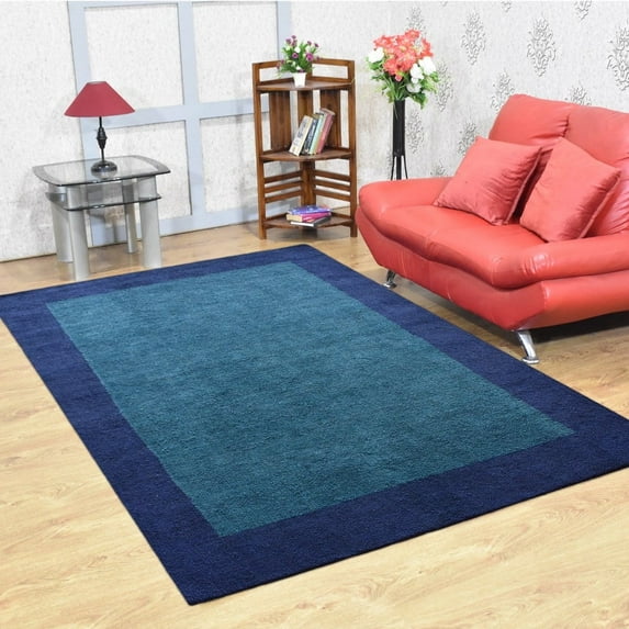 Rugsotic Carpets Handmade Rugs Hand Knotted Loom Rectangle 8'x10' Blue Silk Mix for Indoor Use